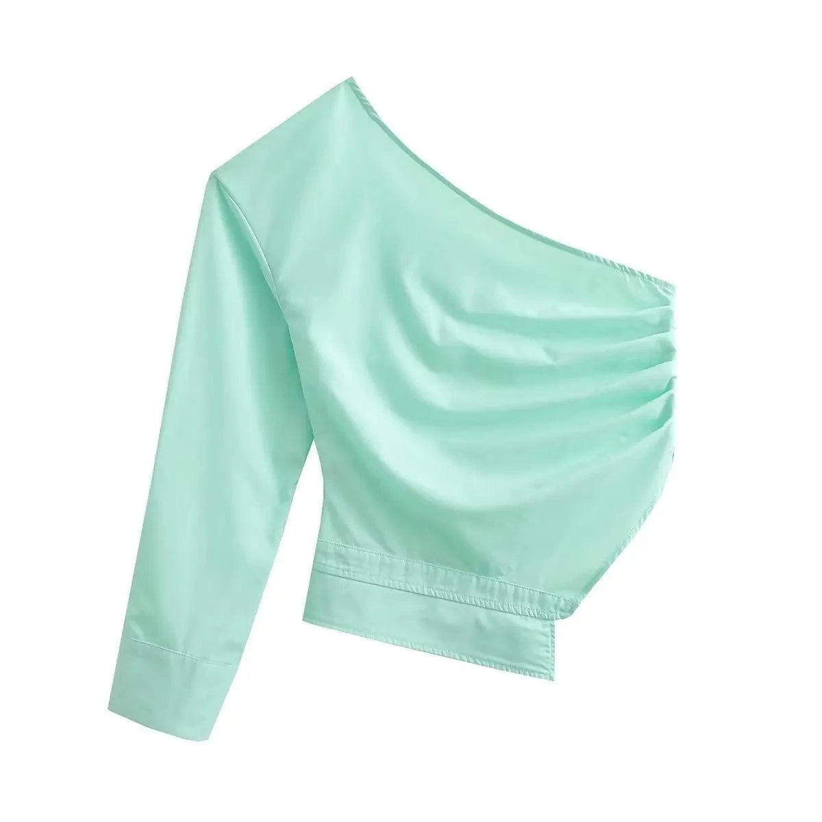 Summer Women Solid Color Plain Shirts Asymmetric One Shoulder Ladies Blouse&Tops