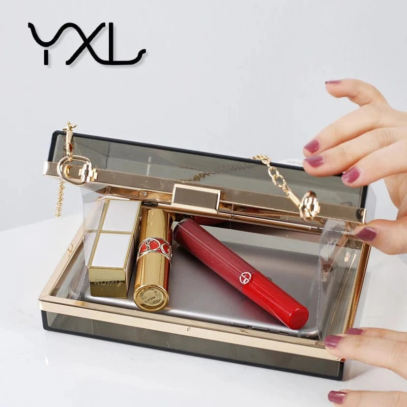 Summer women transparent acrylic colorful evening bag clear box clutch