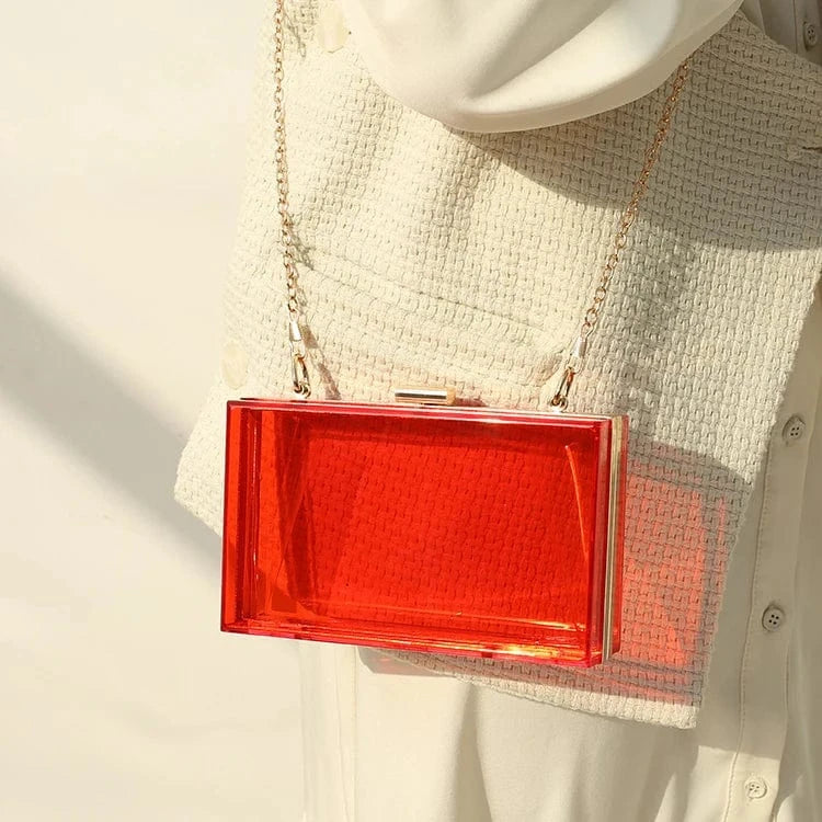 Summer women transparent acrylic colorful evening bag clear box clutch