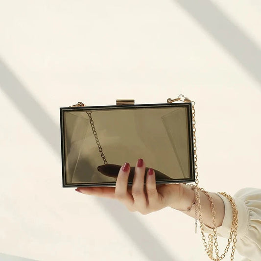 Summer women transparent acrylic colorful evening bag clear box clutch