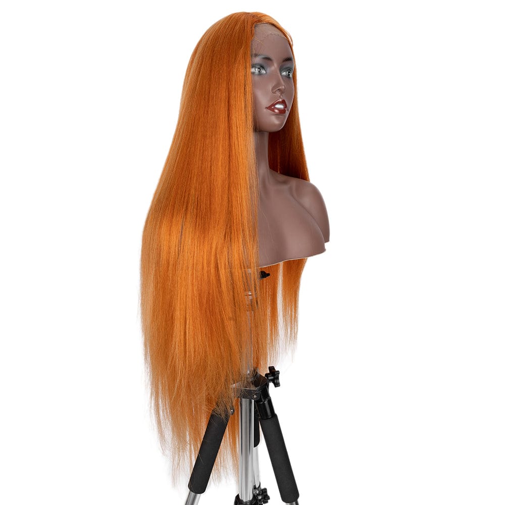 Super Long and Soft Silky Straight Ombre Heat Resistance Synthetic Lace Front Wig Blonde Synthetic Wig For Black Women