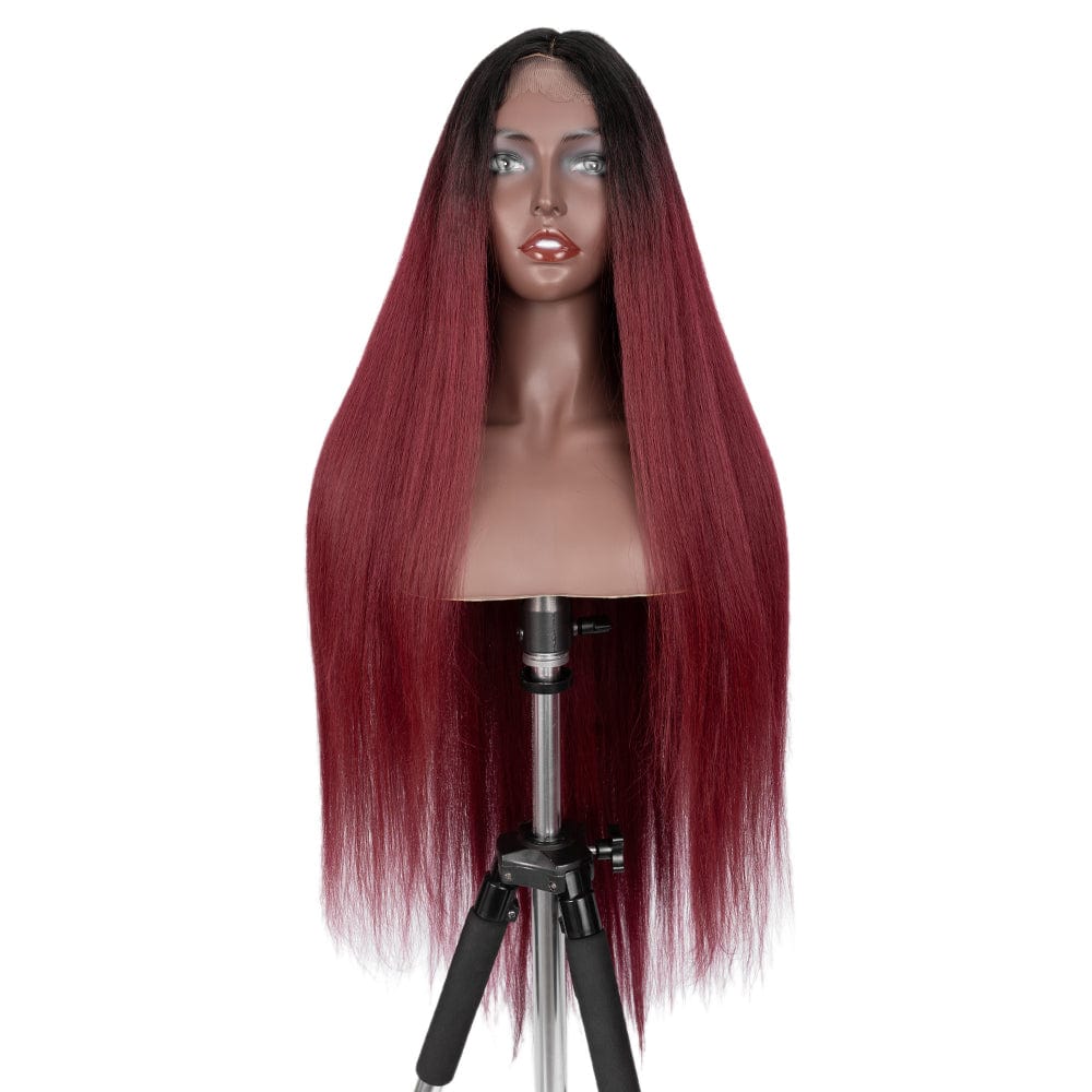 Super Long and Soft Silky Straight Ombre Heat Resistance Synthetic Lace Front Wig Blonde Synthetic Wig For Black Women