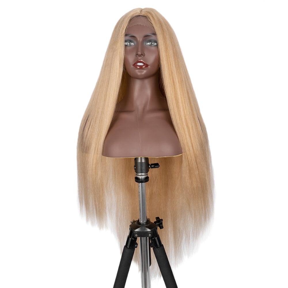 Super Long and Soft Silky Straight Ombre Heat Resistance Synthetic Lace Front Wig Blonde Synthetic Wig For Black Women