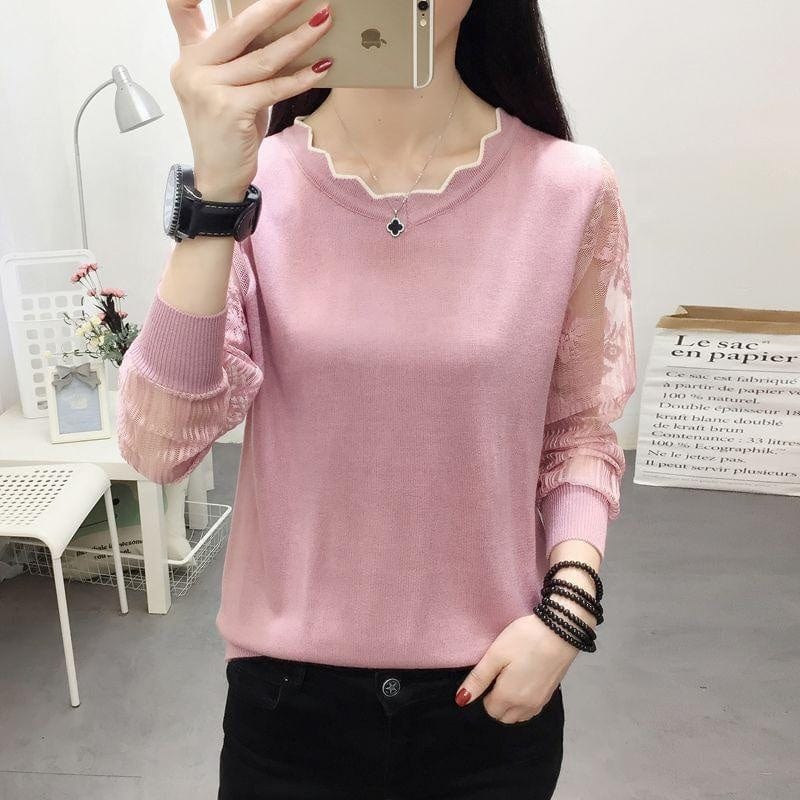 Sweaters Knit Knitted For Womens Ladies Woman V Fashionable Women Round Neck Hollow Out Long Sleeve Slim Fit Sexy Sweater