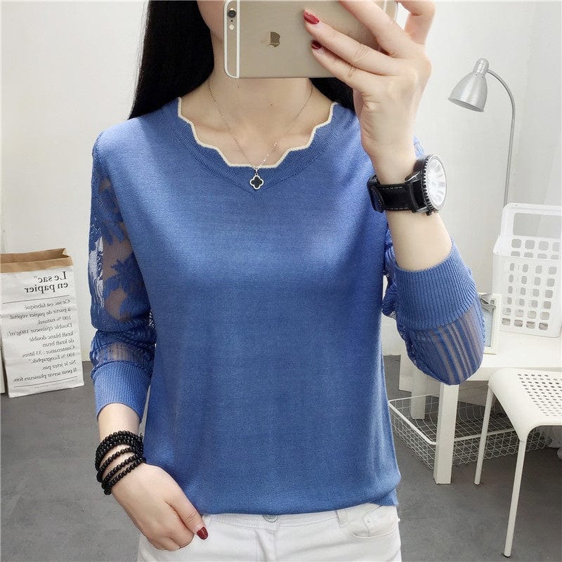 Sweaters Knit Knitted For Womens Ladies Woman V Fashionable Women Round Neck Hollow Out Long Sleeve Slim Fit Sexy Sweater