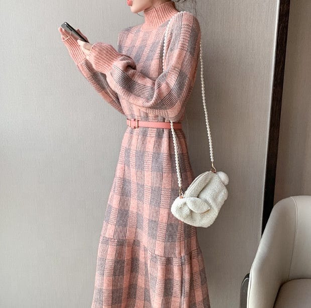 Sweaters Knit Knitted For Womens V Wholesale Korea Style Round Neck Plus Size Loose Women Patchwork Stripe Women Sweater Dress