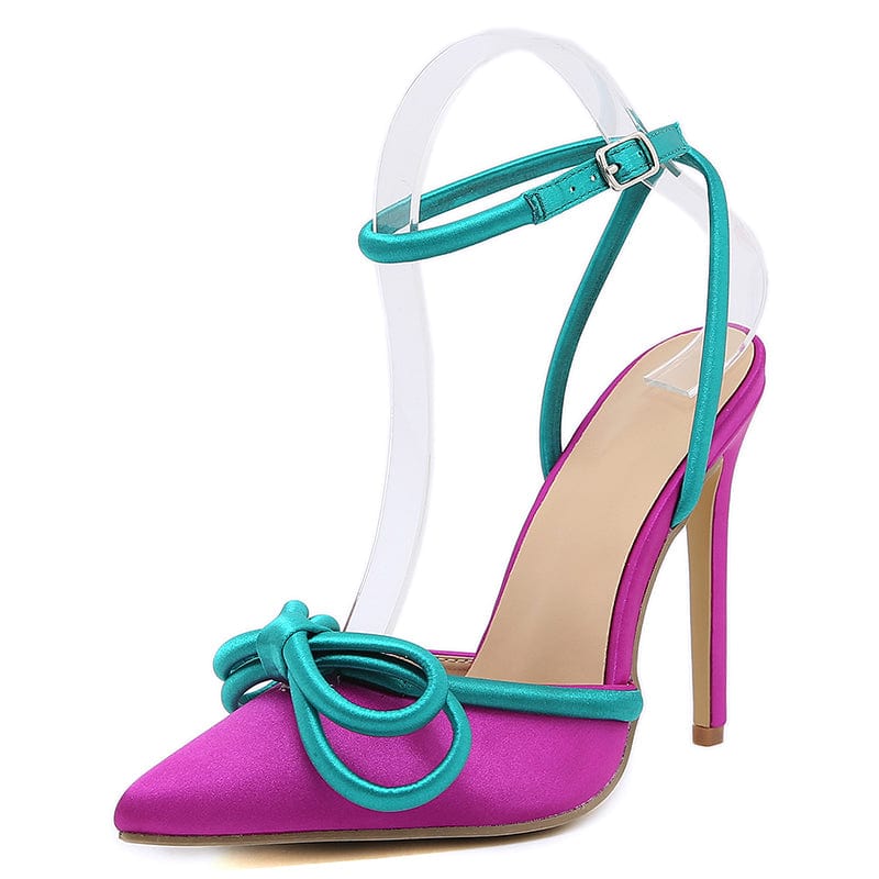 Sweet Butterfly-Knot Decoration Sexy Thin High Heel Pointed Toe Ankle Buckle Strap Slingbacks Party Wedding 35-42 Women Shoes