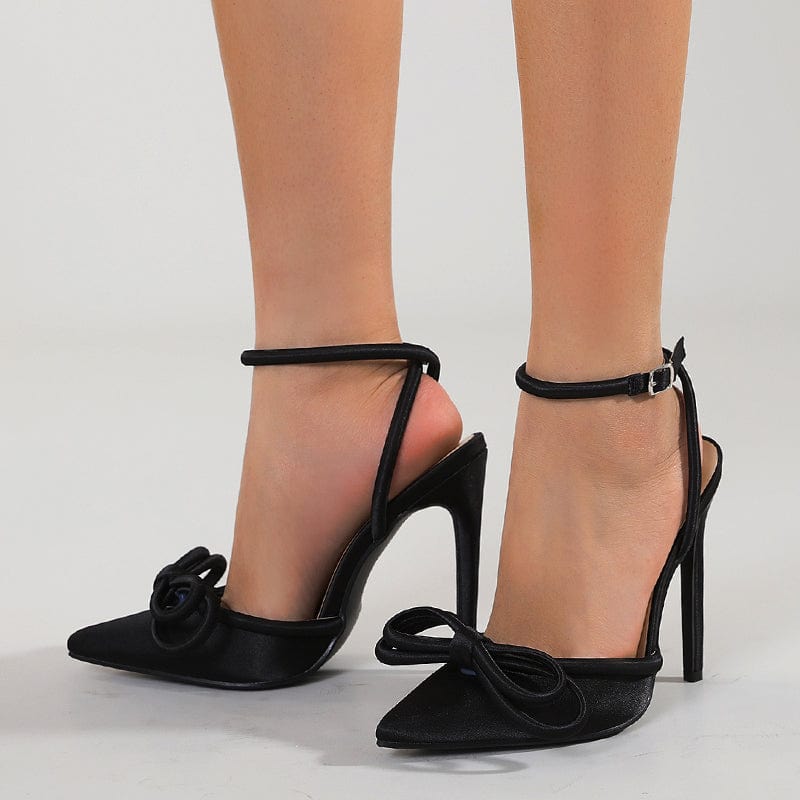 Sweet Butterfly-Knot Decoration Sexy Thin High Heel Pointed Toe Ankle Buckle Strap Slingbacks Party Wedding 35-42 Women Shoes