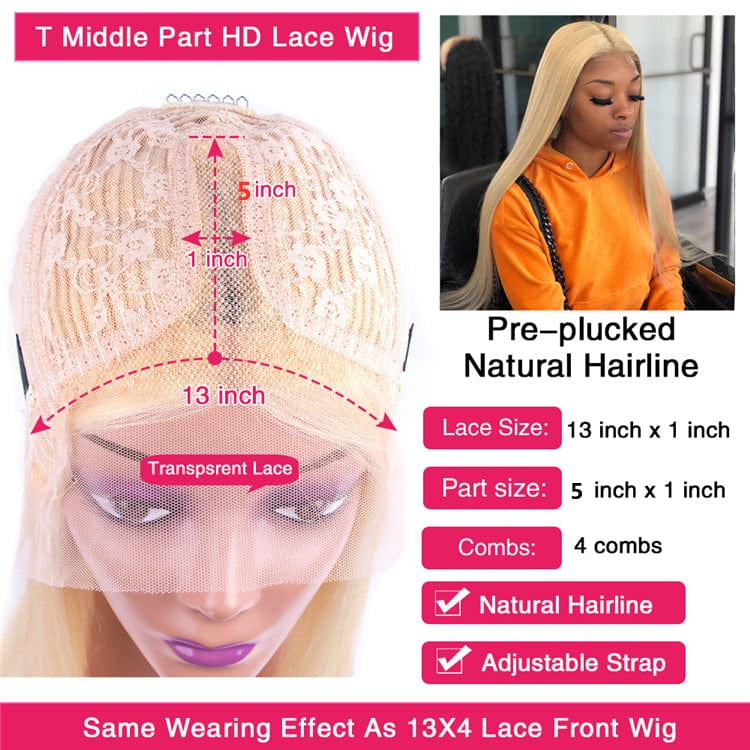 T- Lace Wig Luxury Natural Black /613 color Short Body Wave Human Hair Blonde Wigs 13*5 T- Part Lace Front Wig