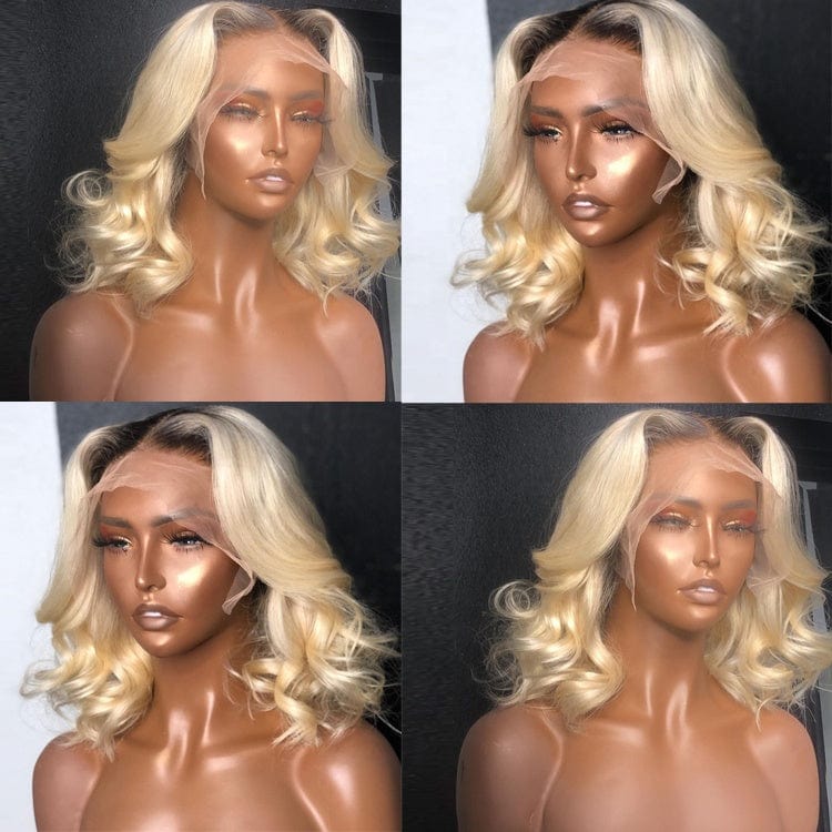 T- Lace Wig Luxury Natural Black /613 color Short Body Wave Human Hair Blonde Wigs 13*5 T- Part Lace Front Wig