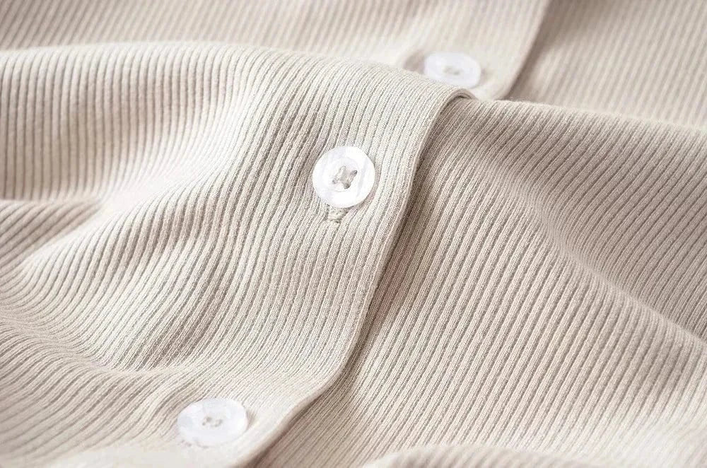 T shirt Manufacture Custom Logo rib stretchy Elastic sleeve Cuff Crew neck button up CropPlain Long sleeve Women T shirt