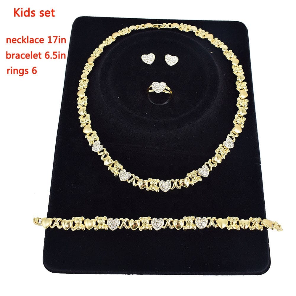 T0238 High quality 18K gold-plated X teddy bear kids jewelry set