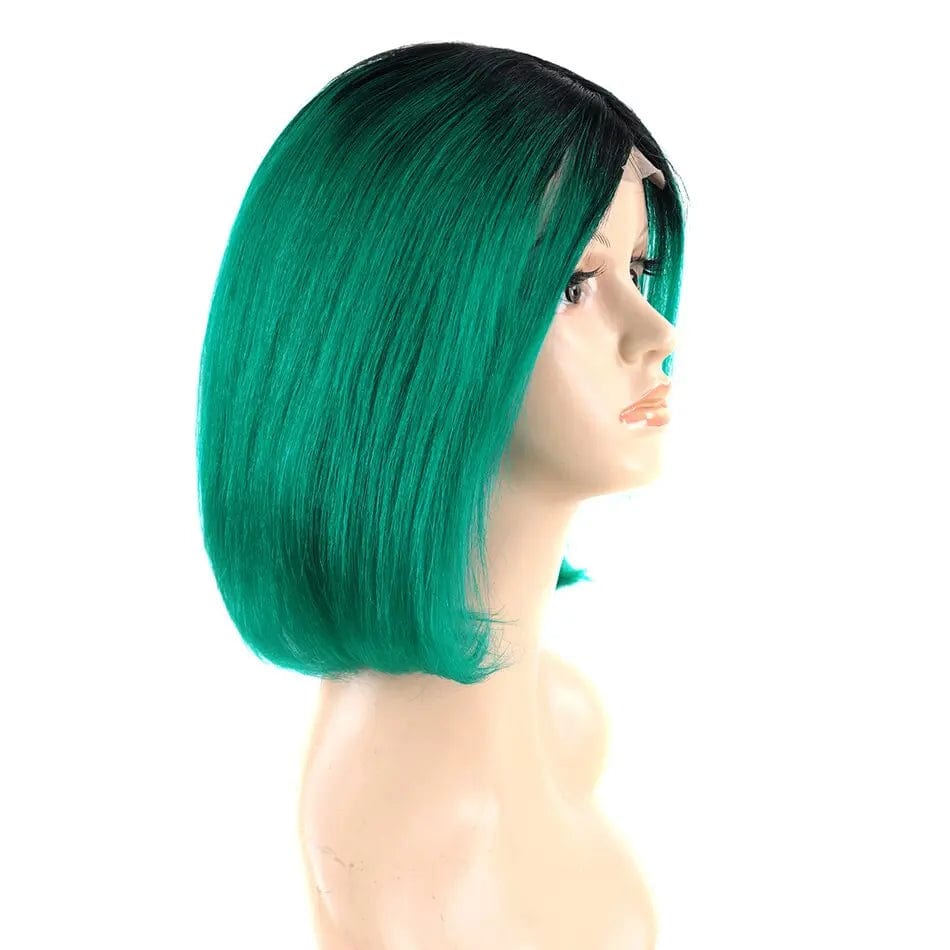 T1b-green / 8inches / 150% Ombre T1b/613 Bob transparent Lace Wig