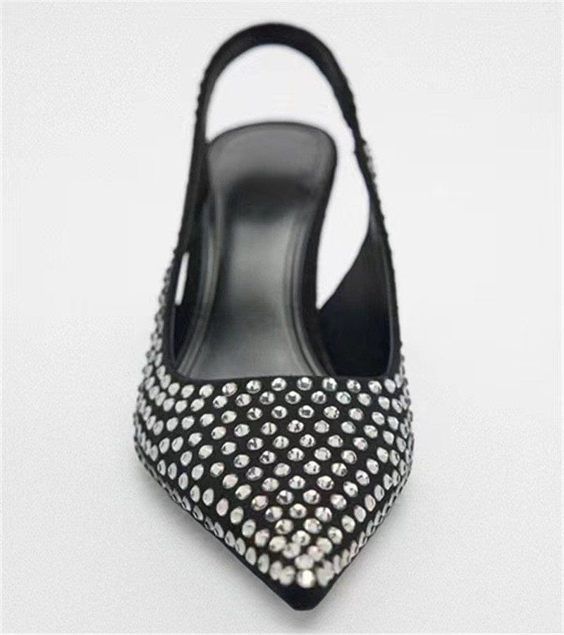 Talon Slingback  Full Crystal Luxury Covering Stiletto Rhinestone Designer Heels for Women