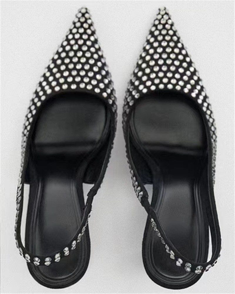 Talon Slingback  Full Crystal Luxury Covering Stiletto Rhinestone Designer Heels for Women