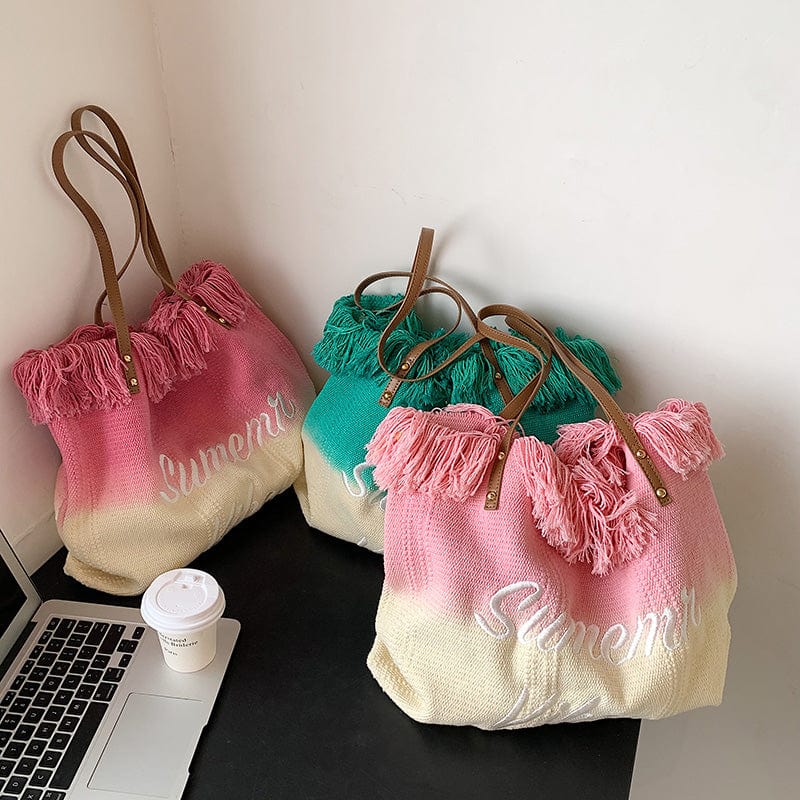 Tassel Big Hand Bags Ladies Shoulder Large Capacity Textile Tote Bags Women Handbags Ladies Luxury 2022