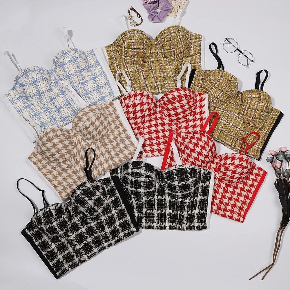 The latest design trend Prom Plaid fresh bra women's vest corset bra bustier