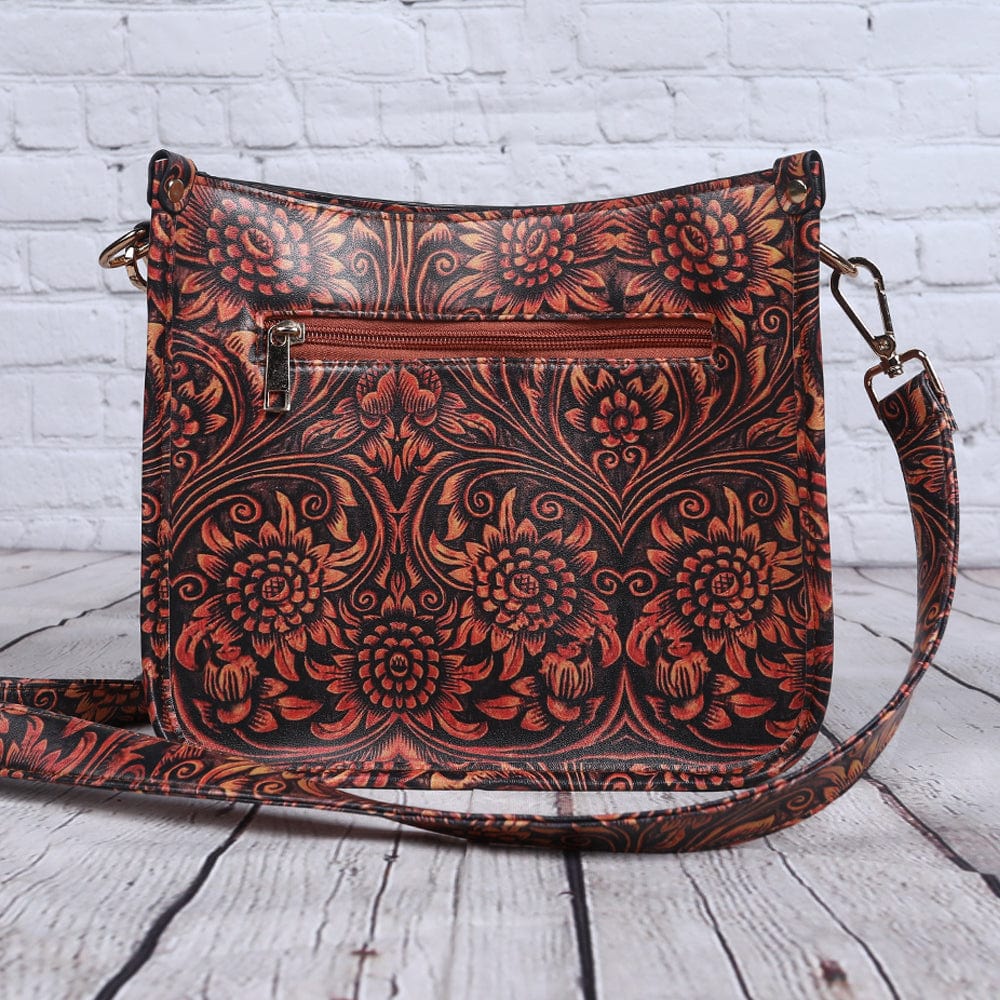 Tooled leather Drop shipping The Turnaround Cross-Body Bag Leather Messenger Bag Adjustable Guitar Strap Vegan Crossbody Messenger Bag