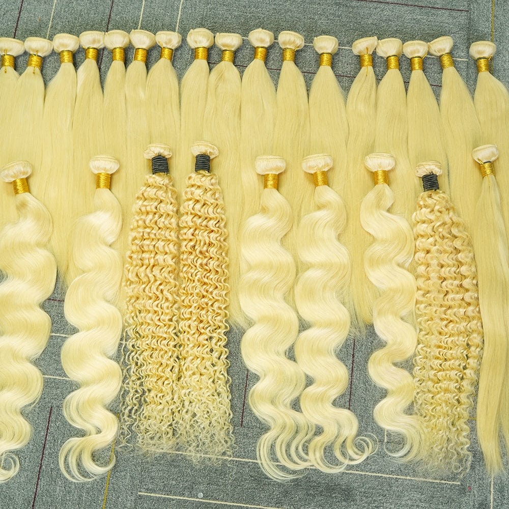 Top grade hair extension,double weft 613 hair bundles,100% Natural cheap 613 color weave human hair bundles with frontal
