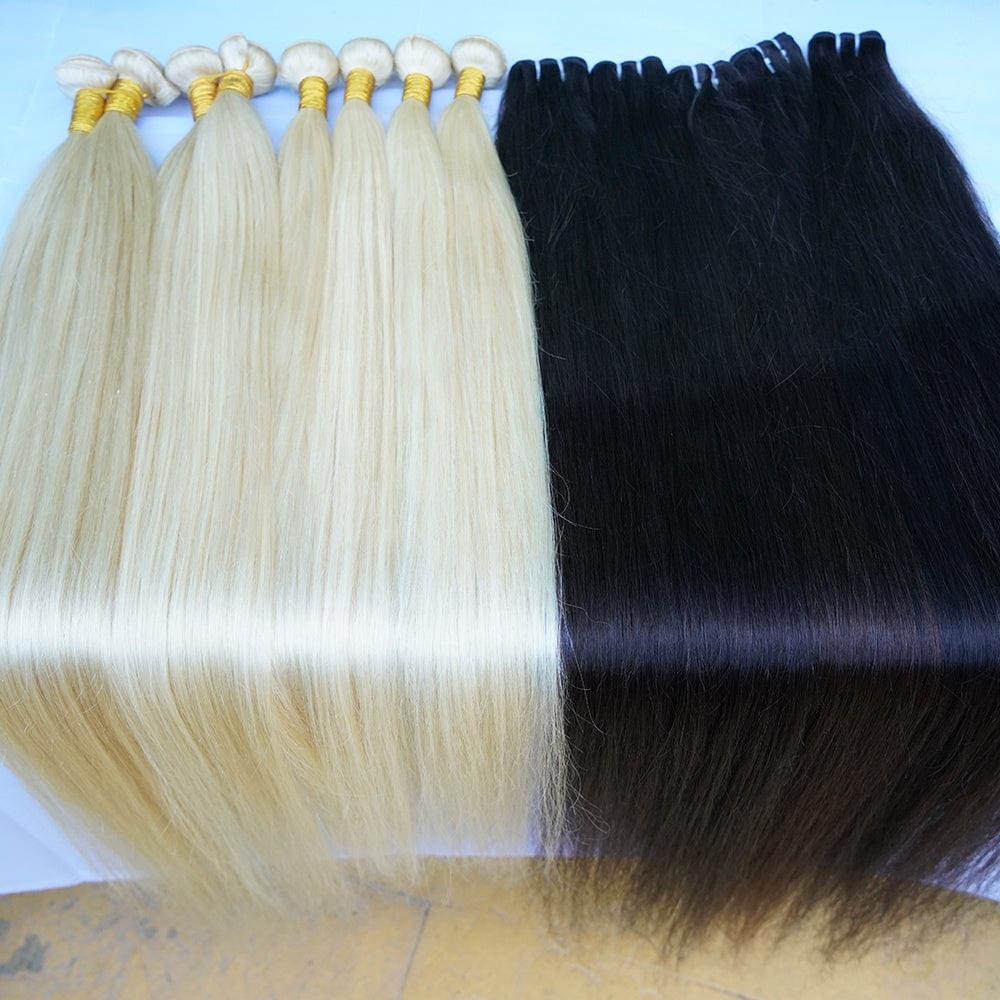 Top grade hair extension,double weft 613 hair bundles,100% Natural cheap 613 color weave human hair bundles with frontal