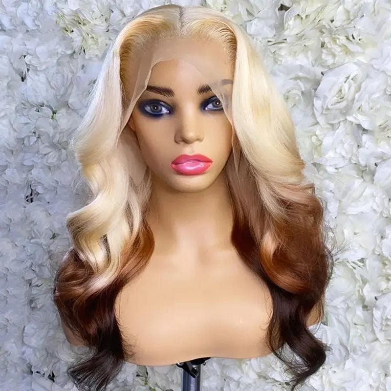 Top Grade Ombre Three Tone Color Body Wave HD Transparent Lace Front Hair Wigs