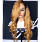Top Grade Shiny Blonde Color Body Wave Pre Plucked Full European Virgin Hair Lace Frontal Closure Wigs For Women