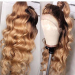 Top Grade Shiny Blonde Color Body Wave Pre Plucked Full European Virgin Hair Lace Frontal Closure Wigs For Women