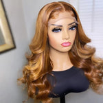Top Grade Shiny Blonde Color Body Wave Pre Plucked Full European Virgin Hair Lace Frontal Closure Wigs For Women