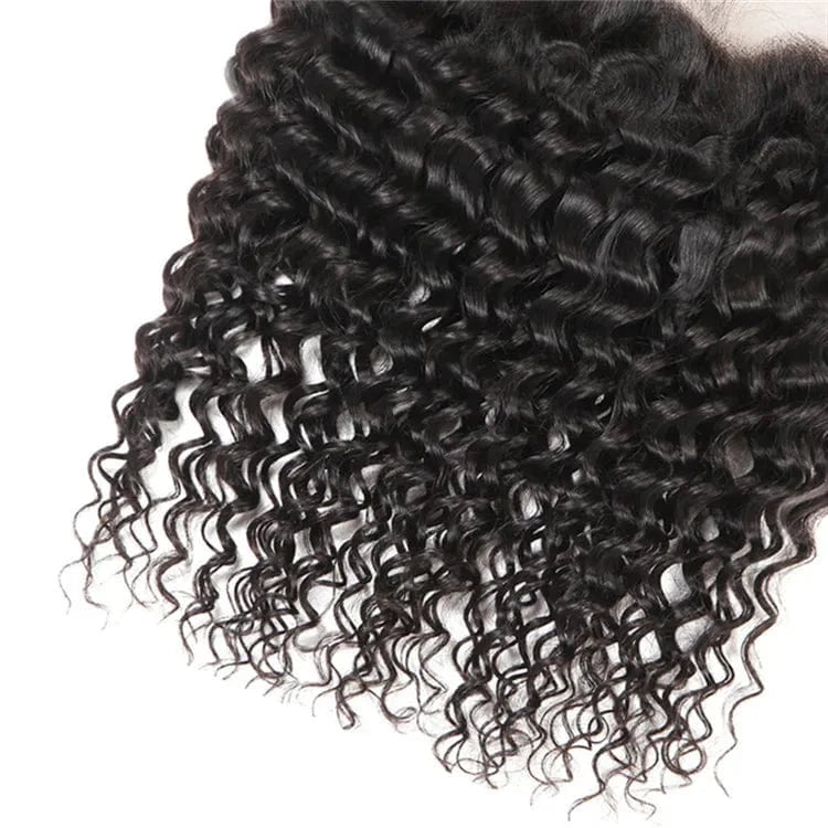 Top Grade Vrigin Hair Deep Wave Frontal Closure Ear to Ear 13x4 Deep Curly Hair with Frontal Closure Brazilian Deep wave Frontal
