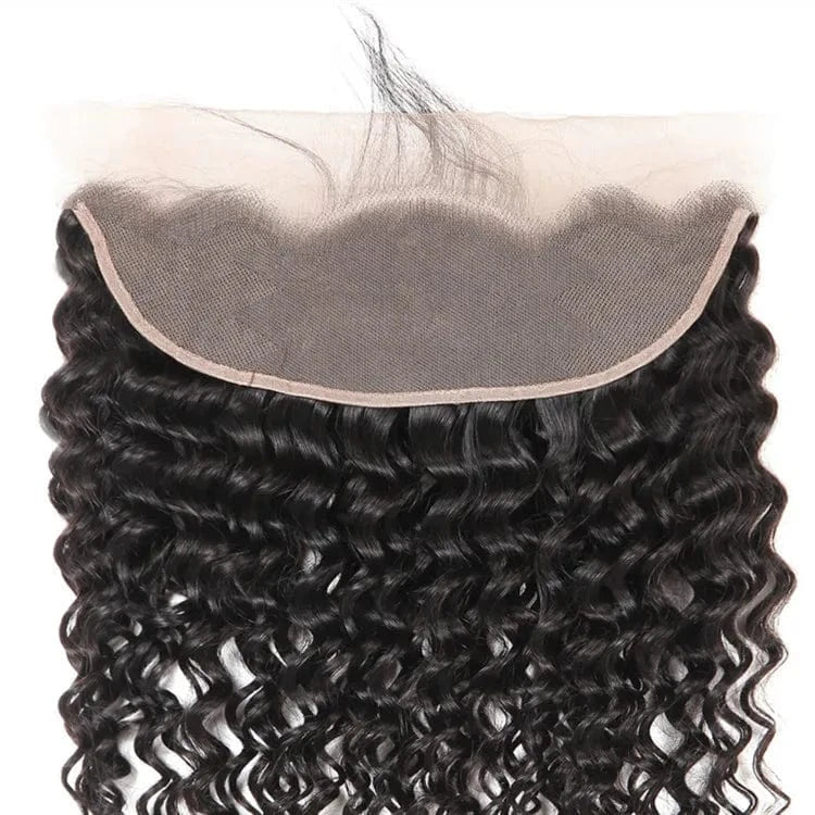 Top Grade Vrigin Hair Deep Wave Frontal Closure Ear to Ear 13x4 Deep Curly Hair with Frontal Closure Brazilian Deep wave Frontal