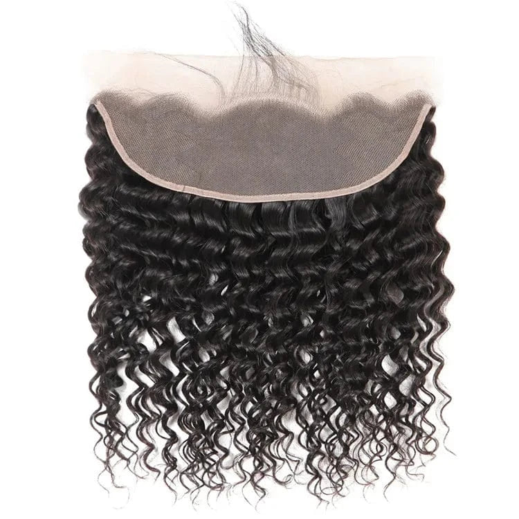 Top Grade Vrigin Hair Deep Wave Frontal Closure Ear to Ear 13x4 Deep Curly Hair with Frontal Closure Brazilian Deep wave Frontal