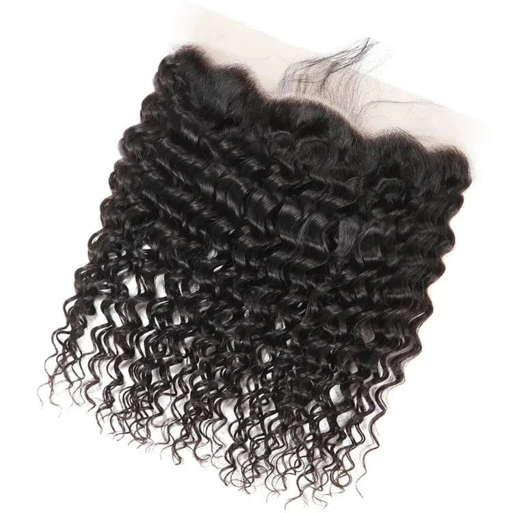 Top Grade Vrigin Hair Deep Wave Frontal Closure Ear to Ear 13x4 Deep Curly Hair with Frontal Closure Brazilian Deep wave Frontal
