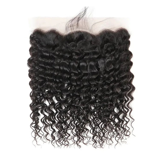 Top Grade Vrigin Hair Deep Wave Frontal Closure Ear to Ear 13x4 Deep Curly Hair with Frontal Closure Brazilian Deep wave Frontal