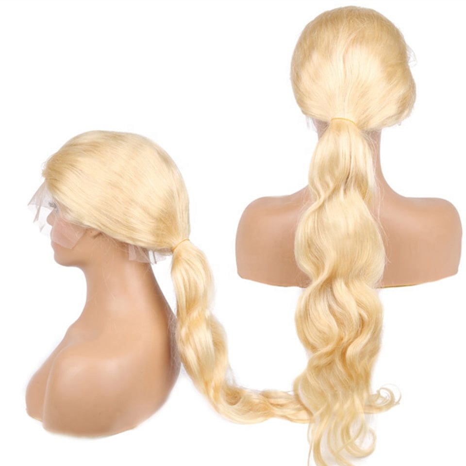 Top Quality Raw Hair Preplucked Glueless 32 Inch Human Hair Blonde 13*4 Lace Wig In Stock Light Color 613 Wigs