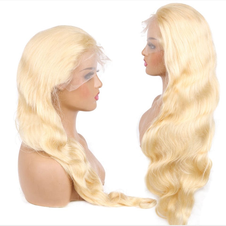 Top Quality Raw Hair Preplucked Glueless 32 Inch Human Hair Blonde 13*4 Lace Wig In Stock Light Color 613 Wigs