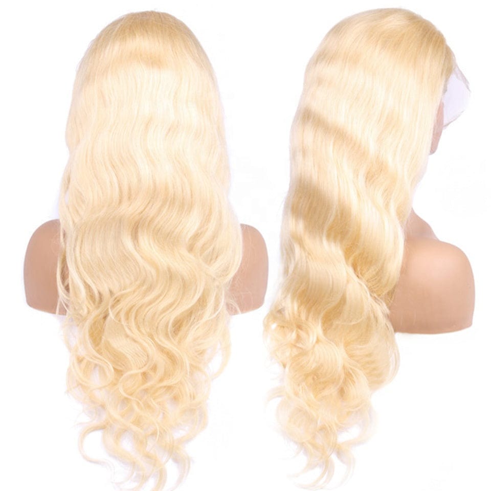 Top Quality Raw Hair Preplucked Glueless 32 Inch Human Hair Blonde 13*4 Lace Wig In Stock Light Color 613 Wigs