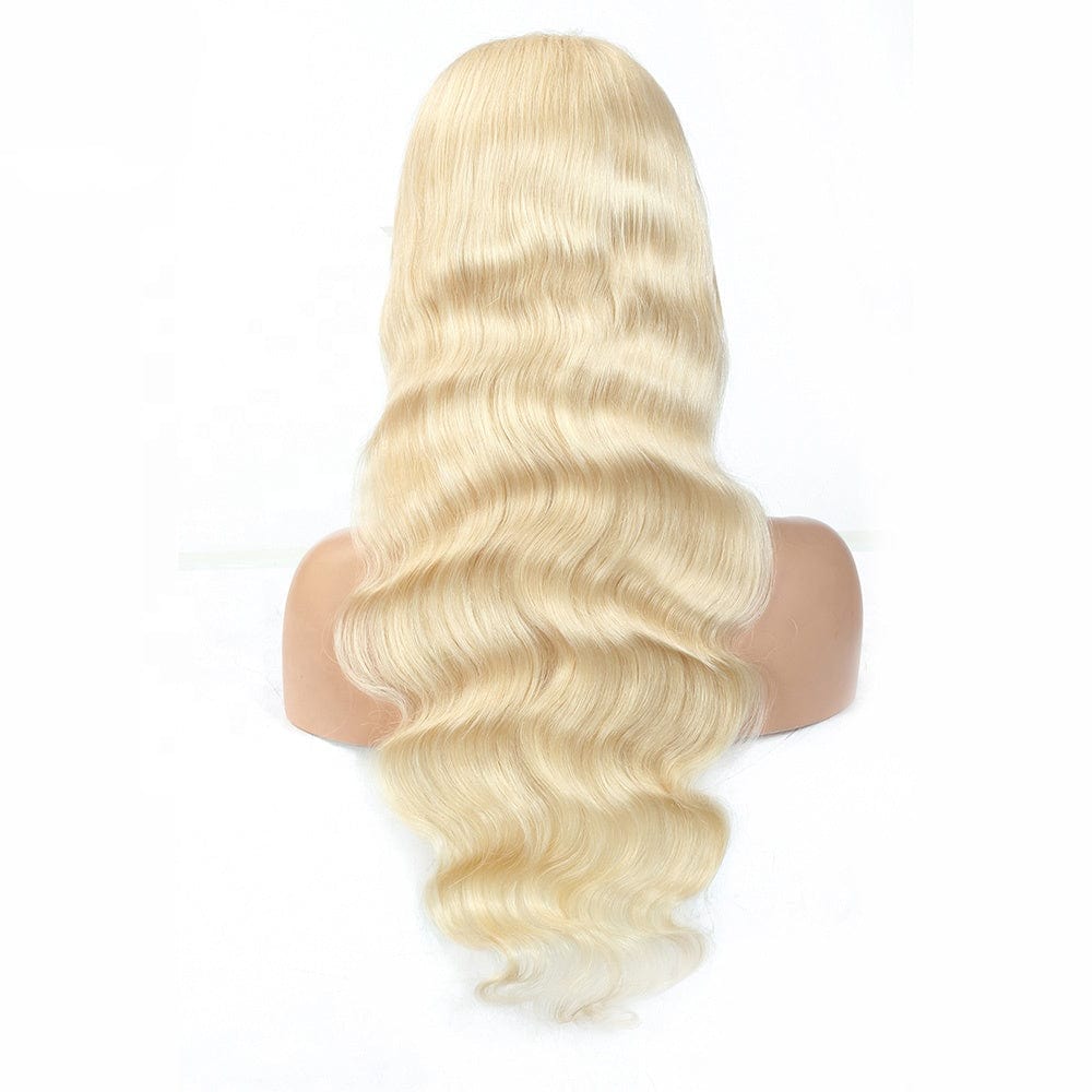 Top Quality Raw Hair Preplucked Glueless 32 Inch Human Hair Blonde 13*4 Lace Wig In Stock Light Color 613 Wigs