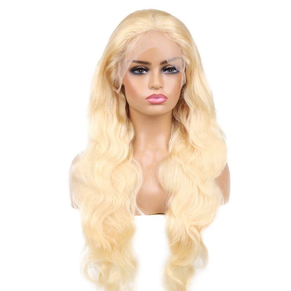 Top Quality Raw Hair Preplucked Glueless 32 Inch Human Hair Blonde 13*4 Lace Wig In Stock Light Color 613 Wigs