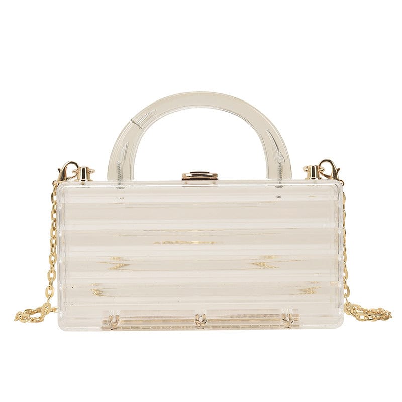 transparent Acrylic Transparent Crystal Texture Box Handbag Fine Metal Chain Crossbody Bags for Women Fashion Mahjong Bags Ladies Luxury