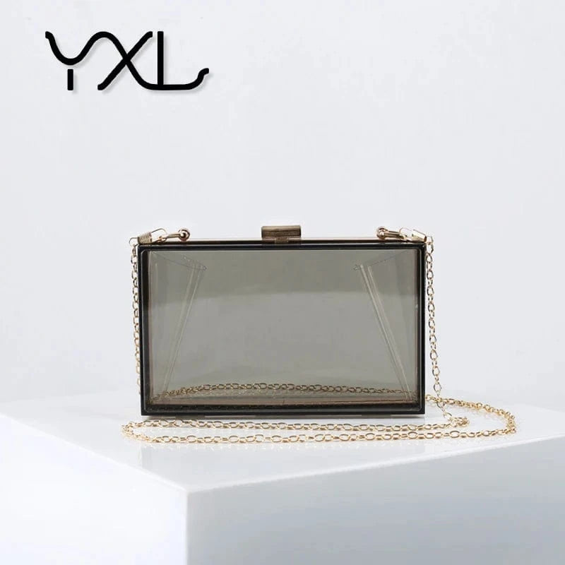 Transparent black Summer women transparent acrylic colorful evening bag clear box clutch