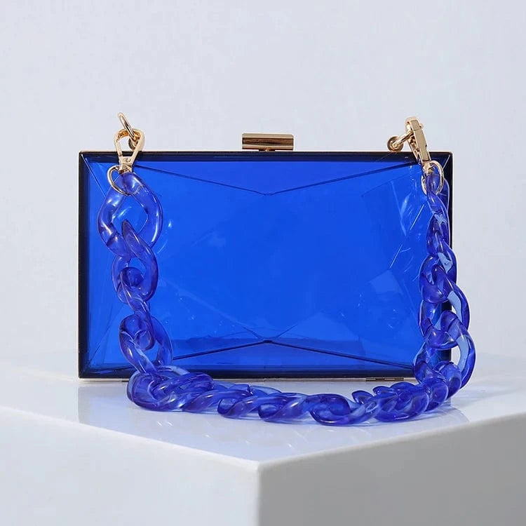 Transparent blue Special offer multi-colored ladies hand bag custom design clear acrylic purse bag