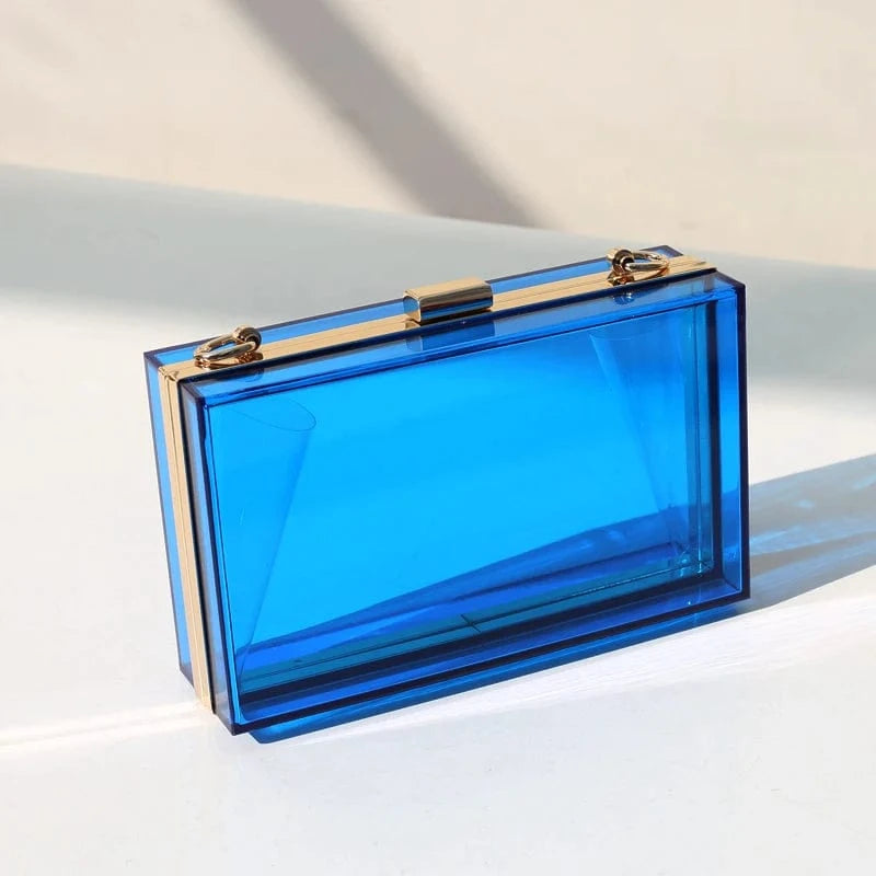 Transparent Blue Summer women transparent acrylic colorful evening bag clear box clutch