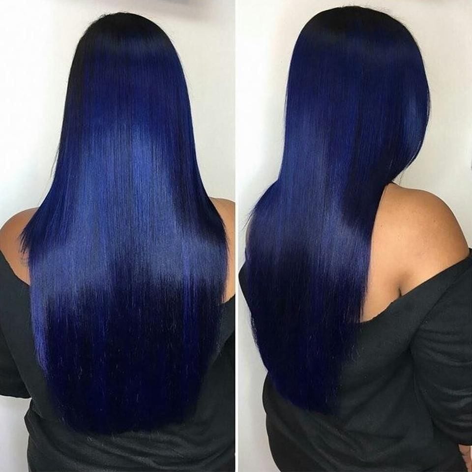Transparent Dark Blue T Part Body Wave Wigs Pre Plucked 28 30 Inch Lace Front Human Hair Wigs Ombre Colored 13x4 Lace Front Wig