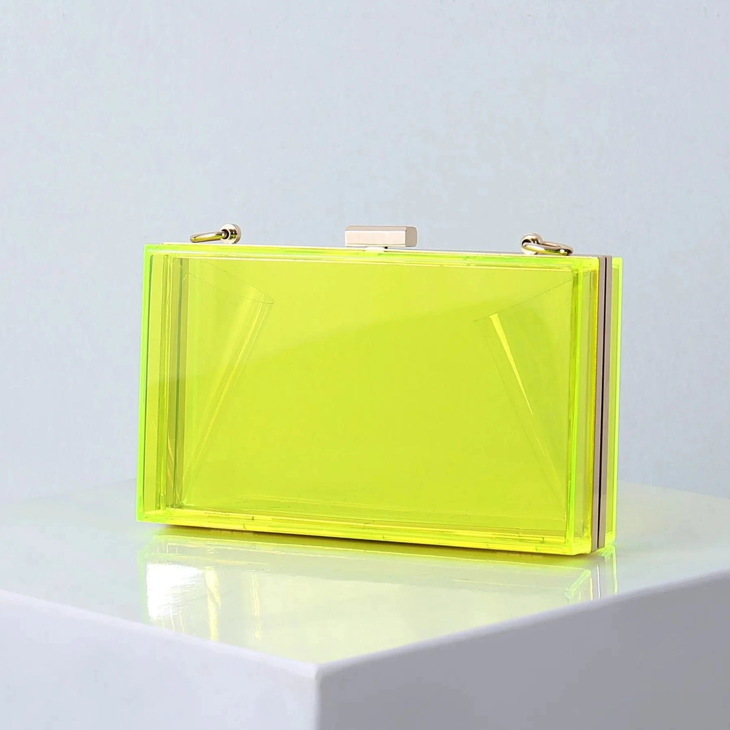 Transparent fluorescent Green Women wedding party transparent box purses clear acrylic clutch