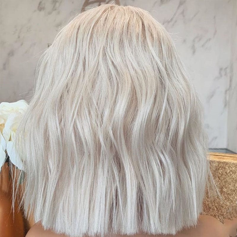 Transparent Short Bob Lace Front Wig White Blonde Color 13x4 13x6 Human Hair Lace Wigs Natural Wave Remy Hair