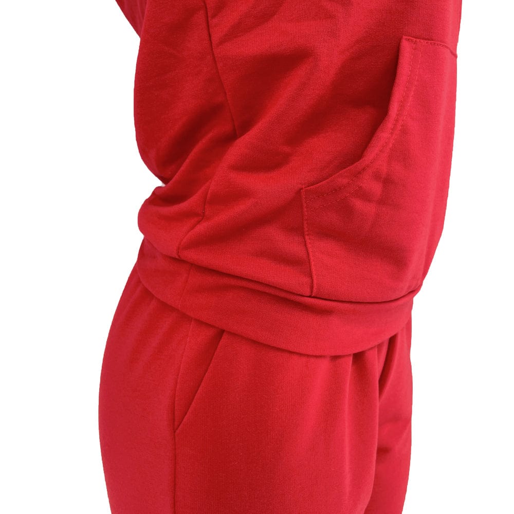 Trendy Women Clothes Casual Pocketed Printed Drawstring Hooded Collar Long Sleeve Two Pieces