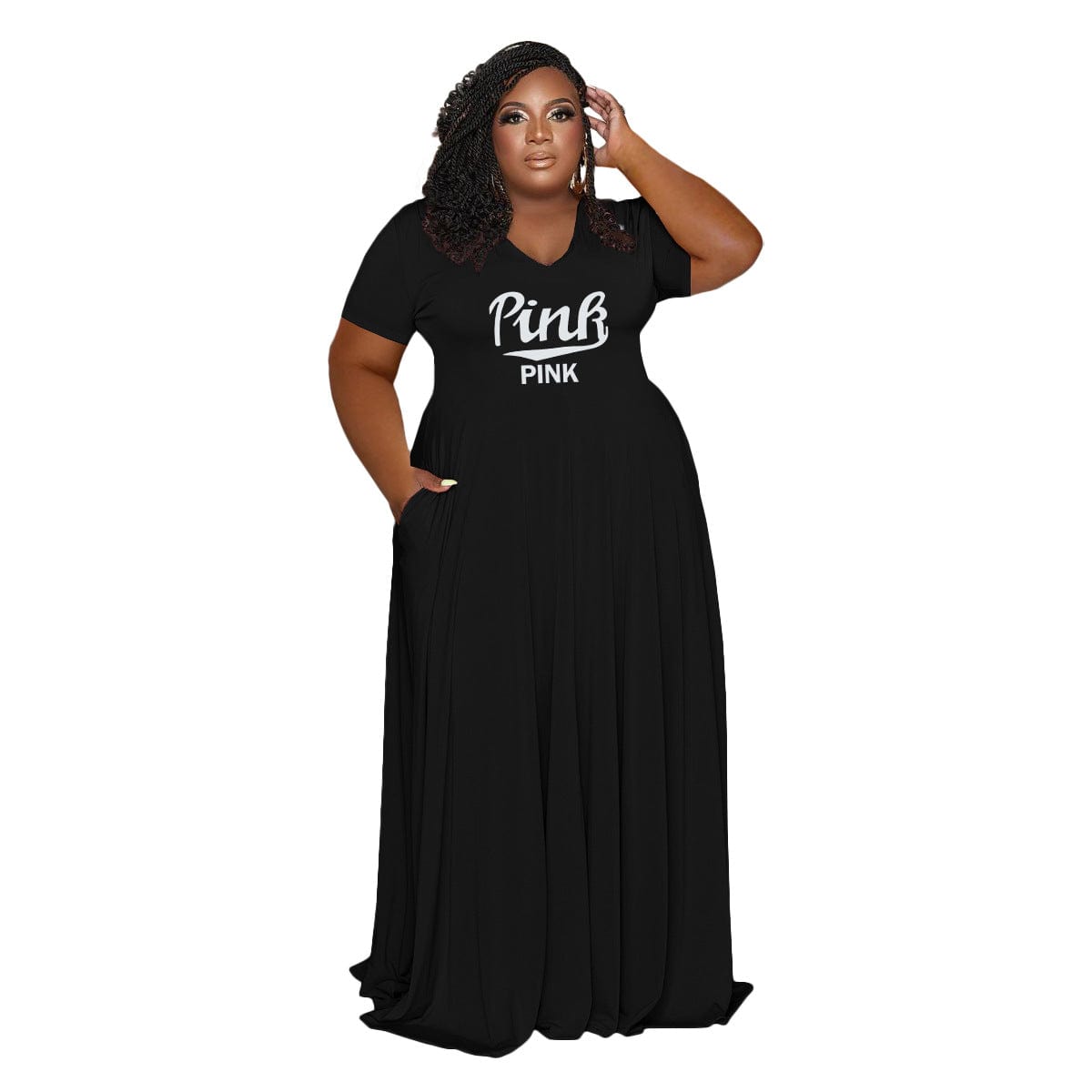 Trendy women clothes Plus Size Fall 2022 Women Clothes Loose Dress Printed Letter Pink