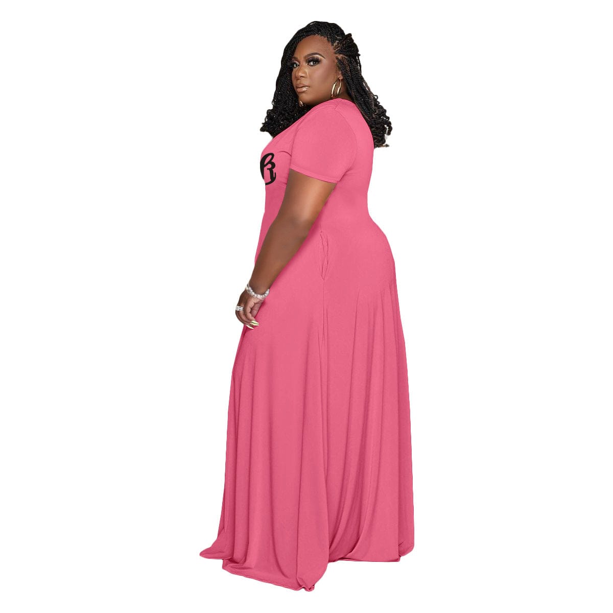 Trendy women clothes Plus Size Fall 2022 Women Clothes Loose Dress Printed Letter Pink
