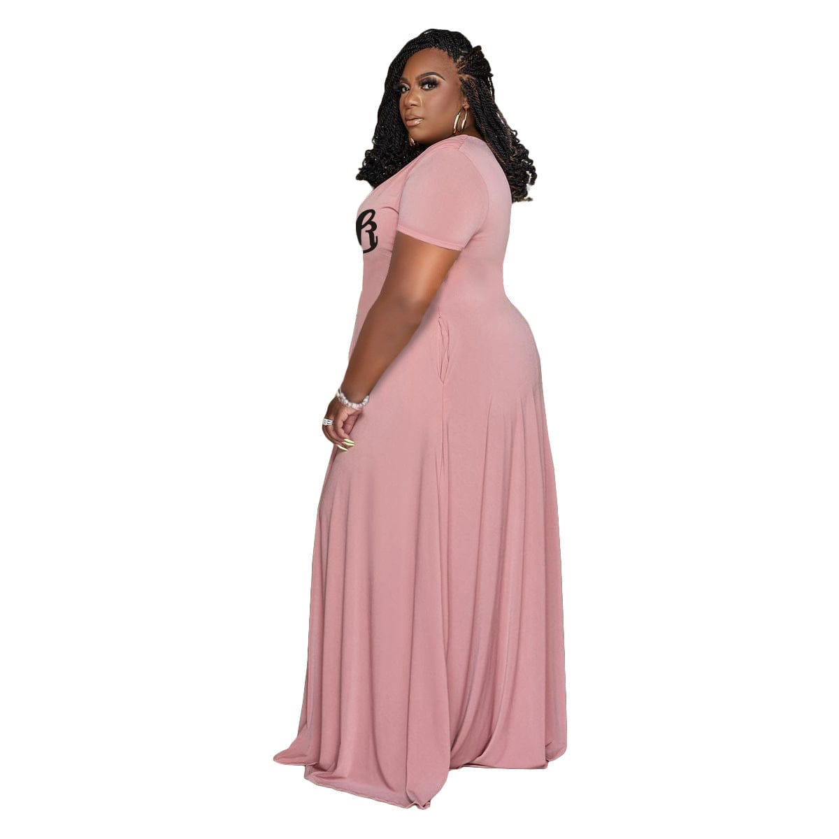 Trendy women clothes Plus Size Fall 2022 Women Clothes Loose Dress Printed Letter Pink