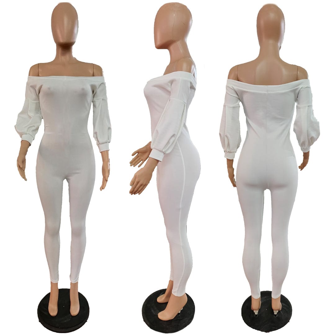 Trendy Women Clothes Women's Fashion Off Shoulder Lantern Sleeve Jumpsuit